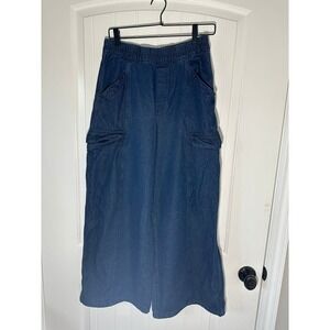 Circus NY Denim Wide Leg Baggy Cargo Pants‎ Elastic Waist Dark Wash Size S